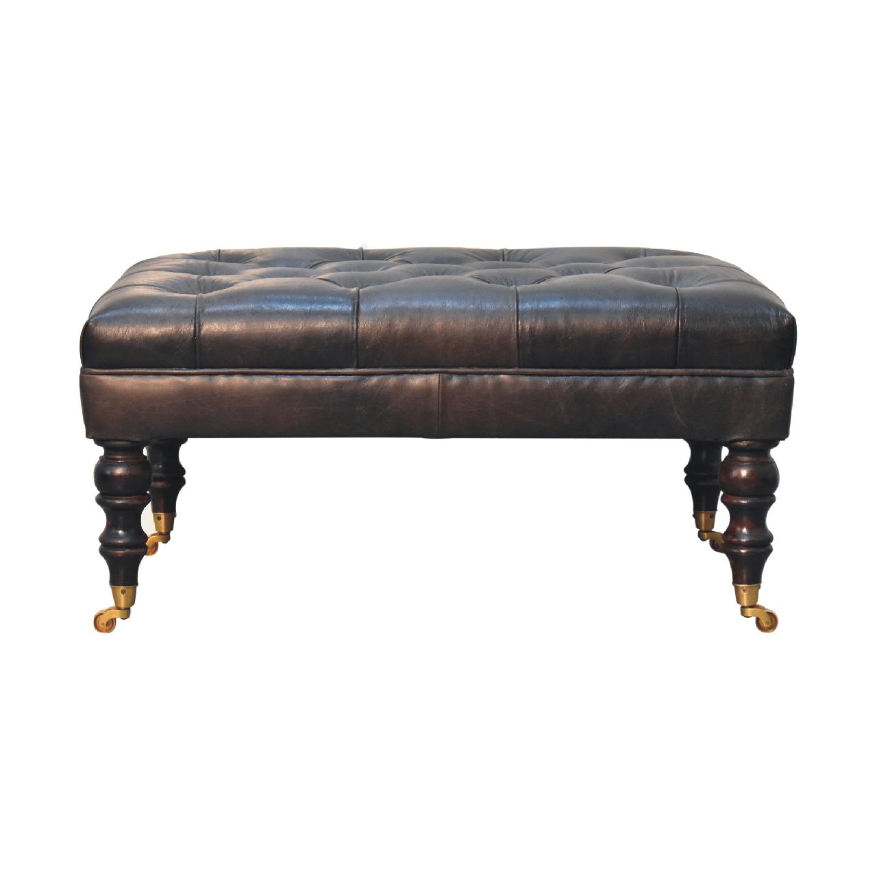 Pouf buffle Ash noir cuir Castor Legs