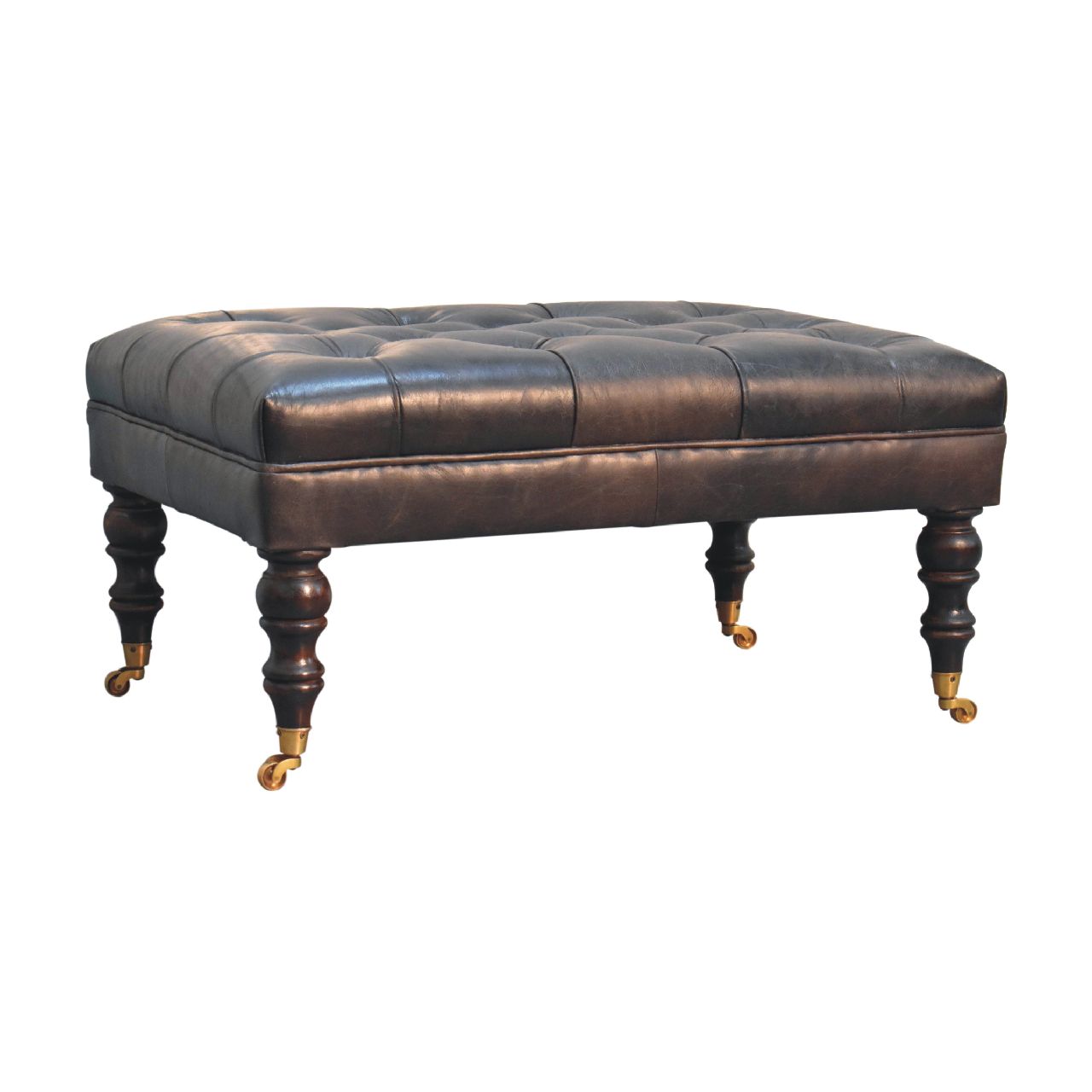 Pouf buffle Ash noir cuir Castor Legs