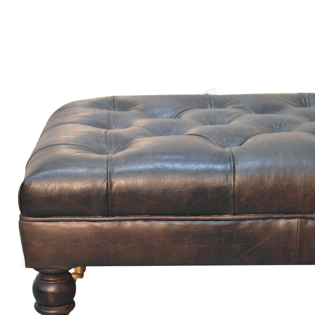 Pouf buffle Ash noir cuir Castor Legs