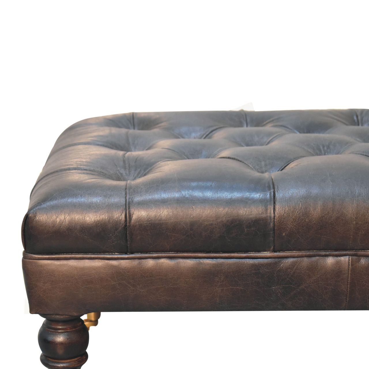 Pouf buffle Ash noir cuir Castor Legs