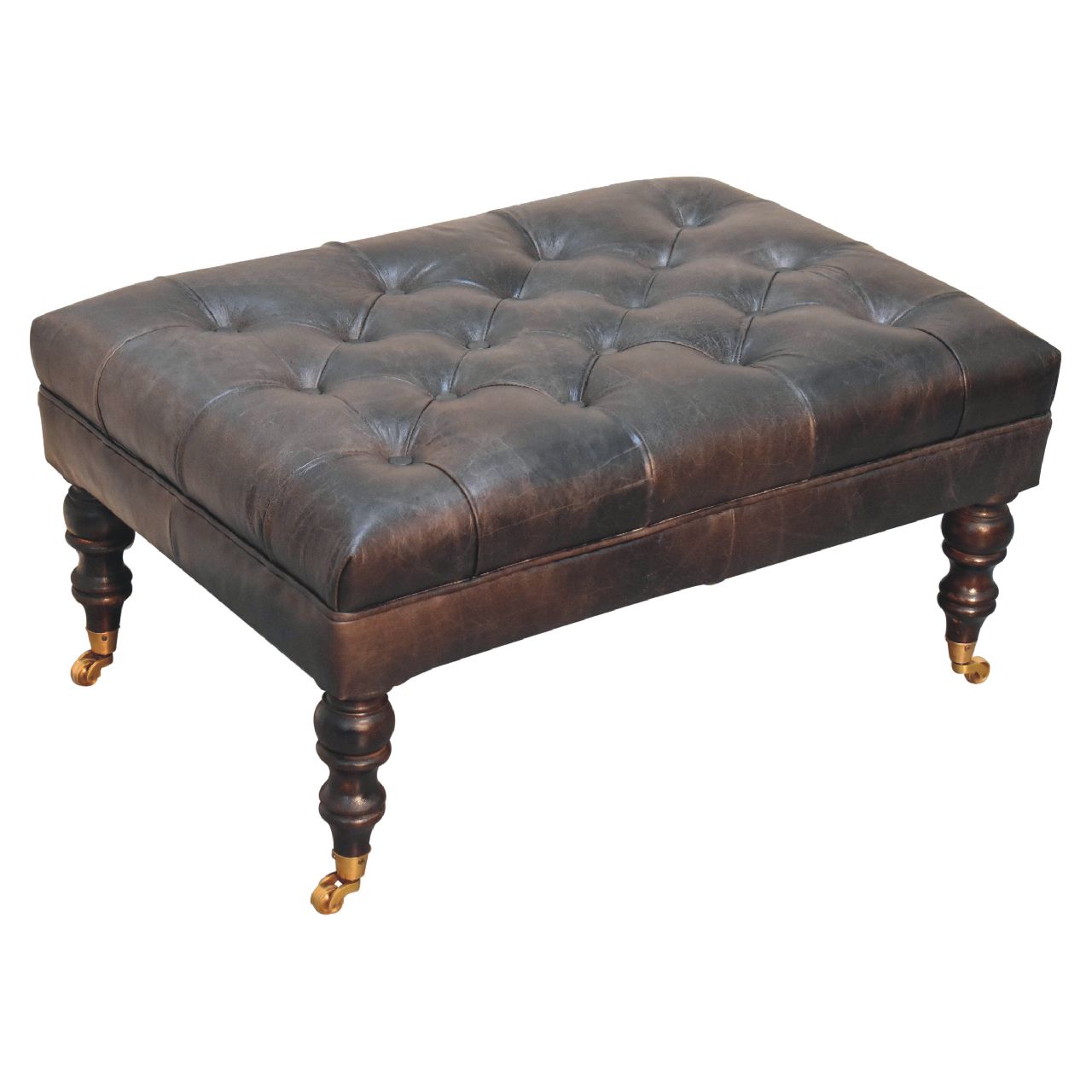 Pouf buffle Ash noir cuir Castor Legs