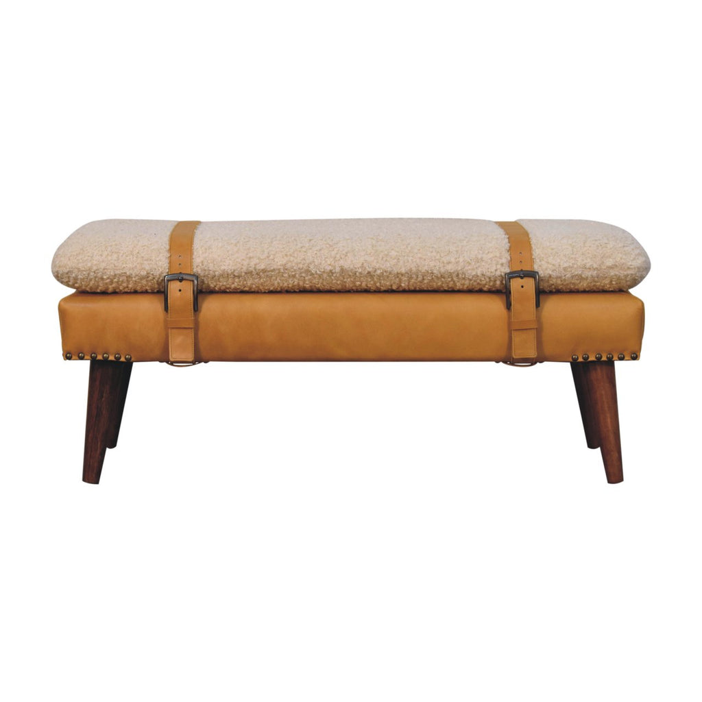 Banc bouclé croisé fauve cuir