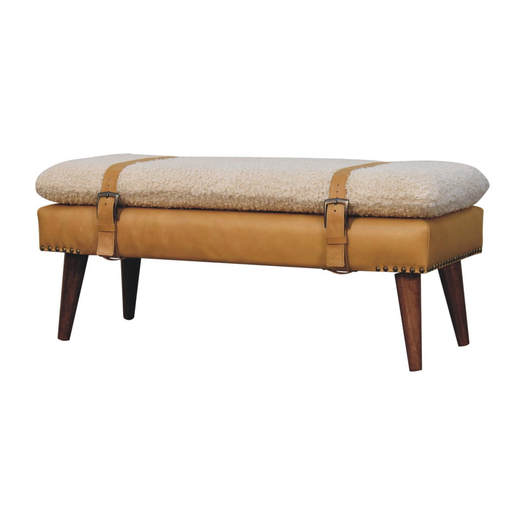 Banc bouclé croisé fauve cuir