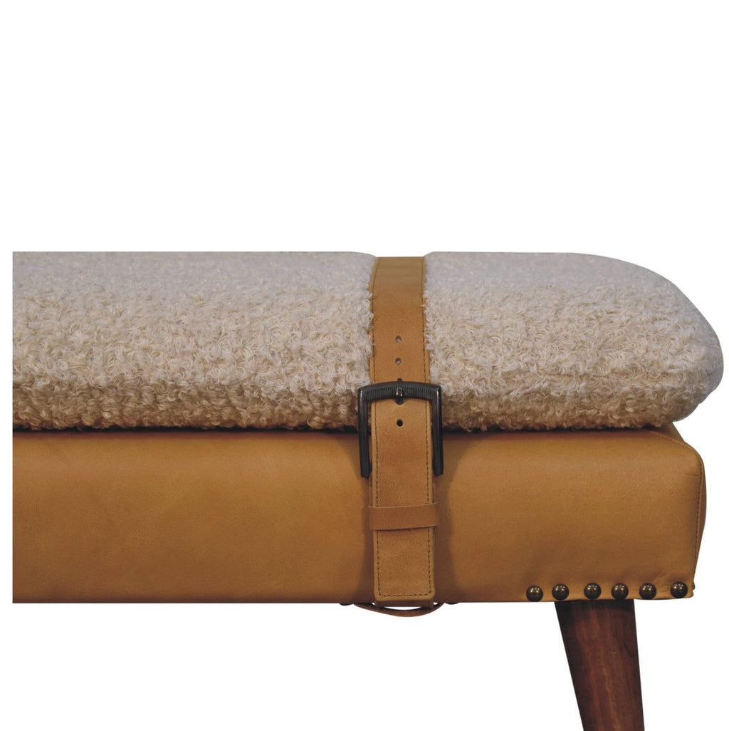 Banc bouclé croisé fauve cuir
