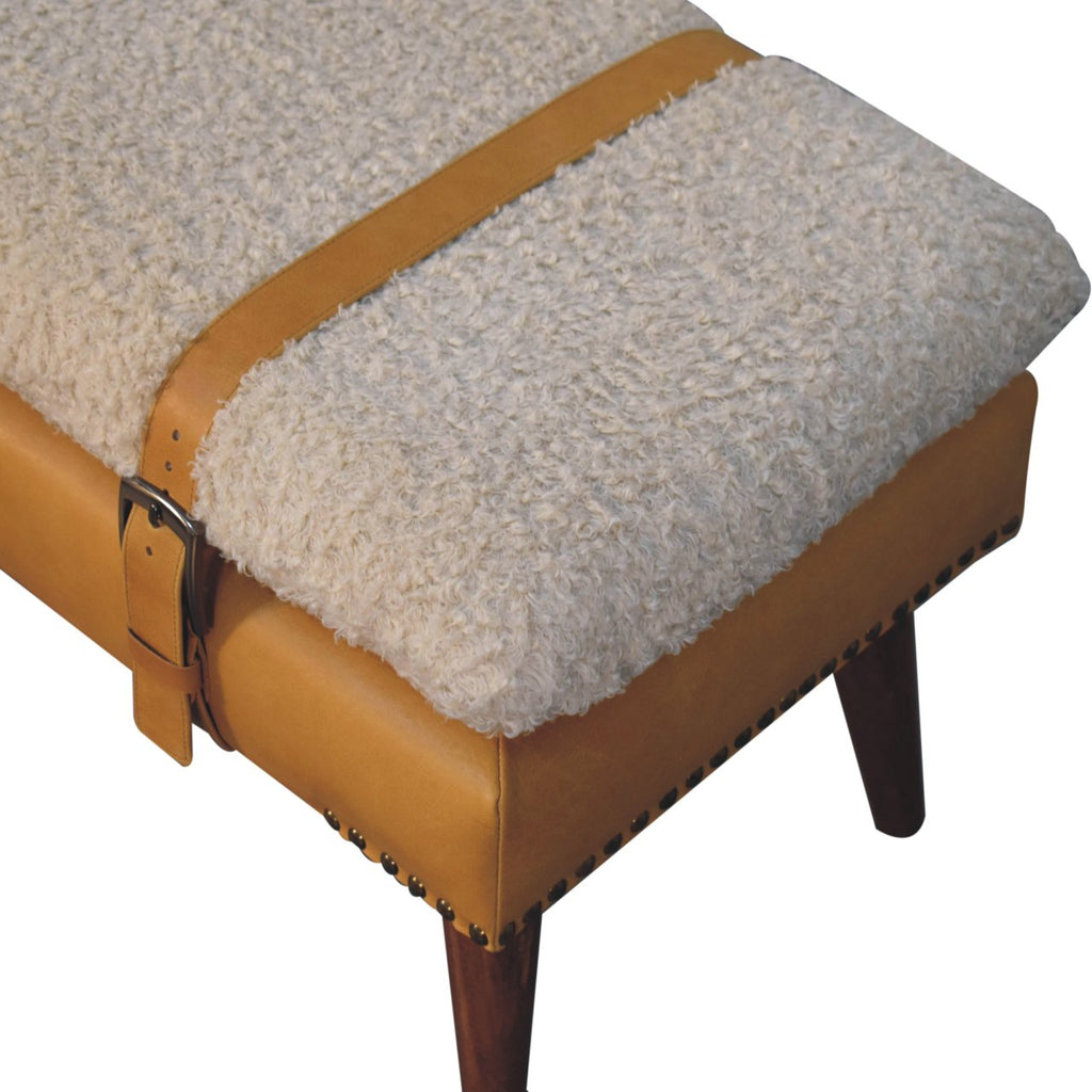 Banc bouclé croisé fauve cuir