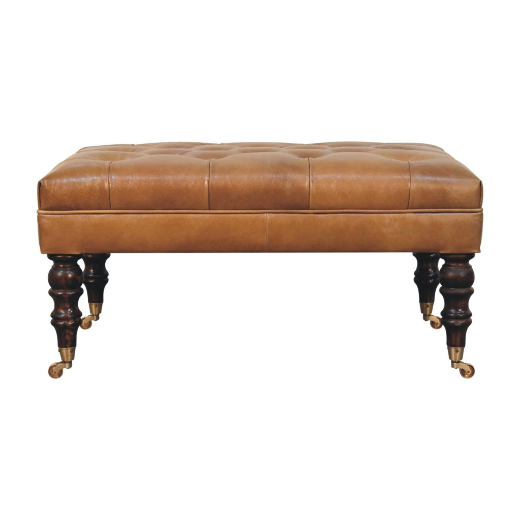 Pouf Noyer De Californie buffle marron cuir Castor Legs