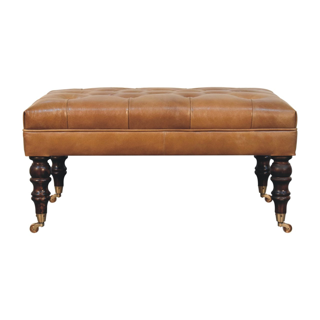 Pouf Noyer De Californie buffle marron cuir Castor Legs