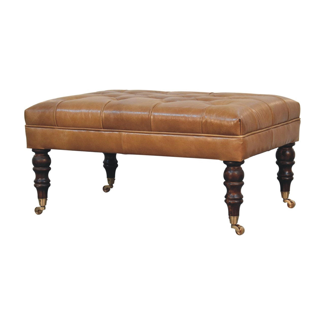 Pouf Noyer De Californie buffle marron cuir Castor Legs