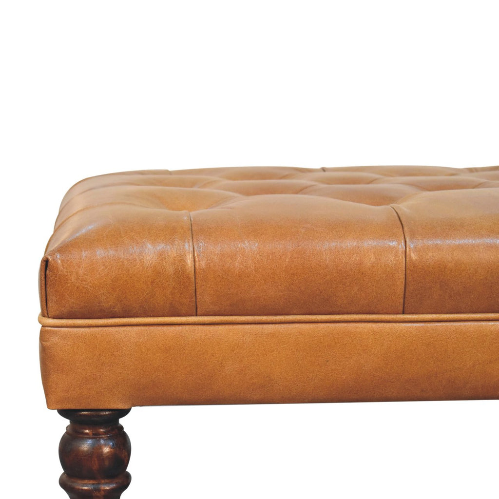 Pouf Noyer De Californie buffle marron cuir Castor Legs