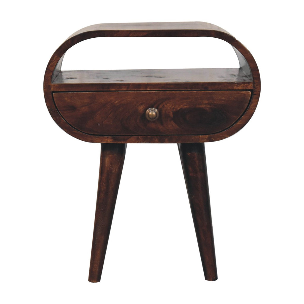 Table de chevet Noyer De Californie circulaire ouvert niche