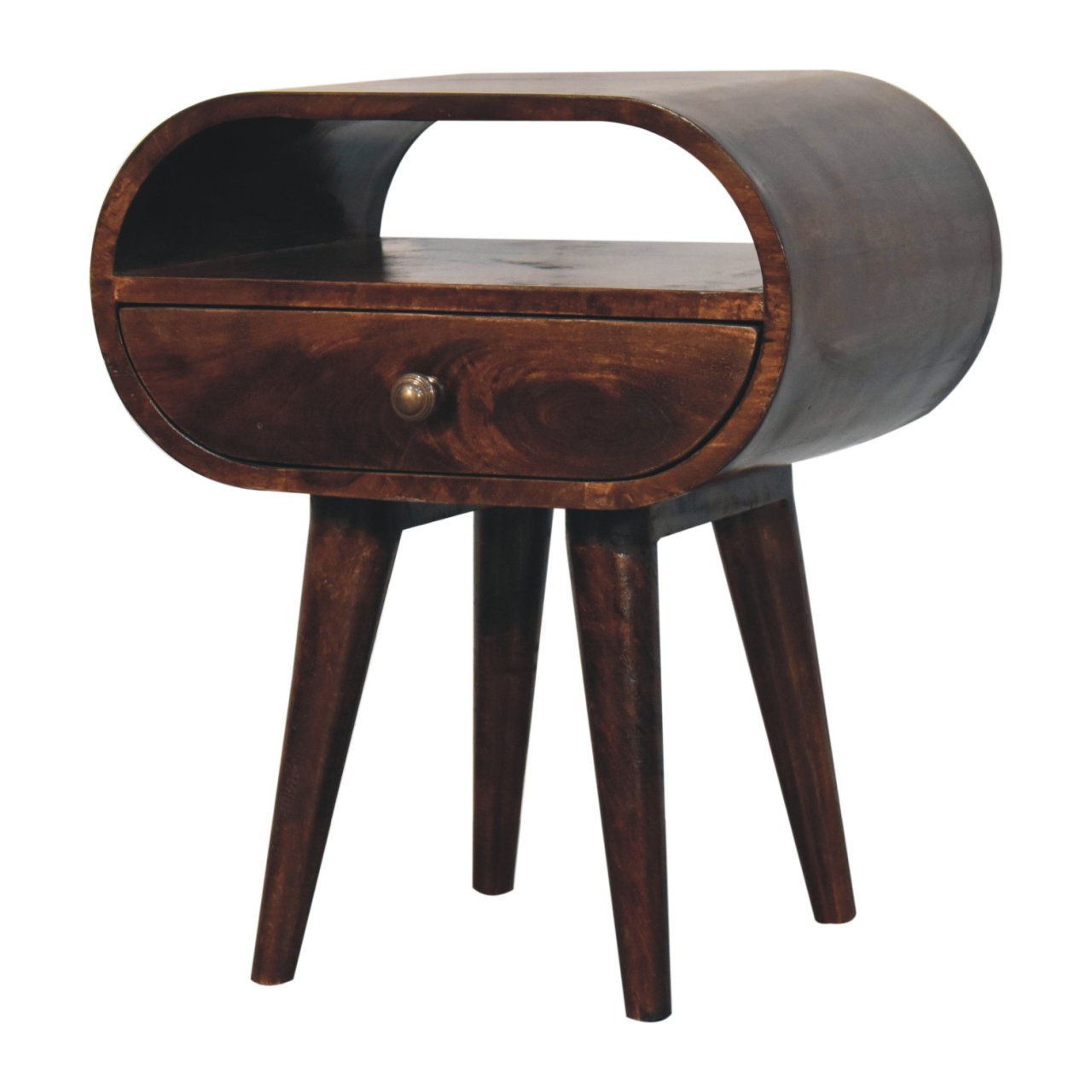 Table de chevet Noyer De Californie circulaire ouvert niche