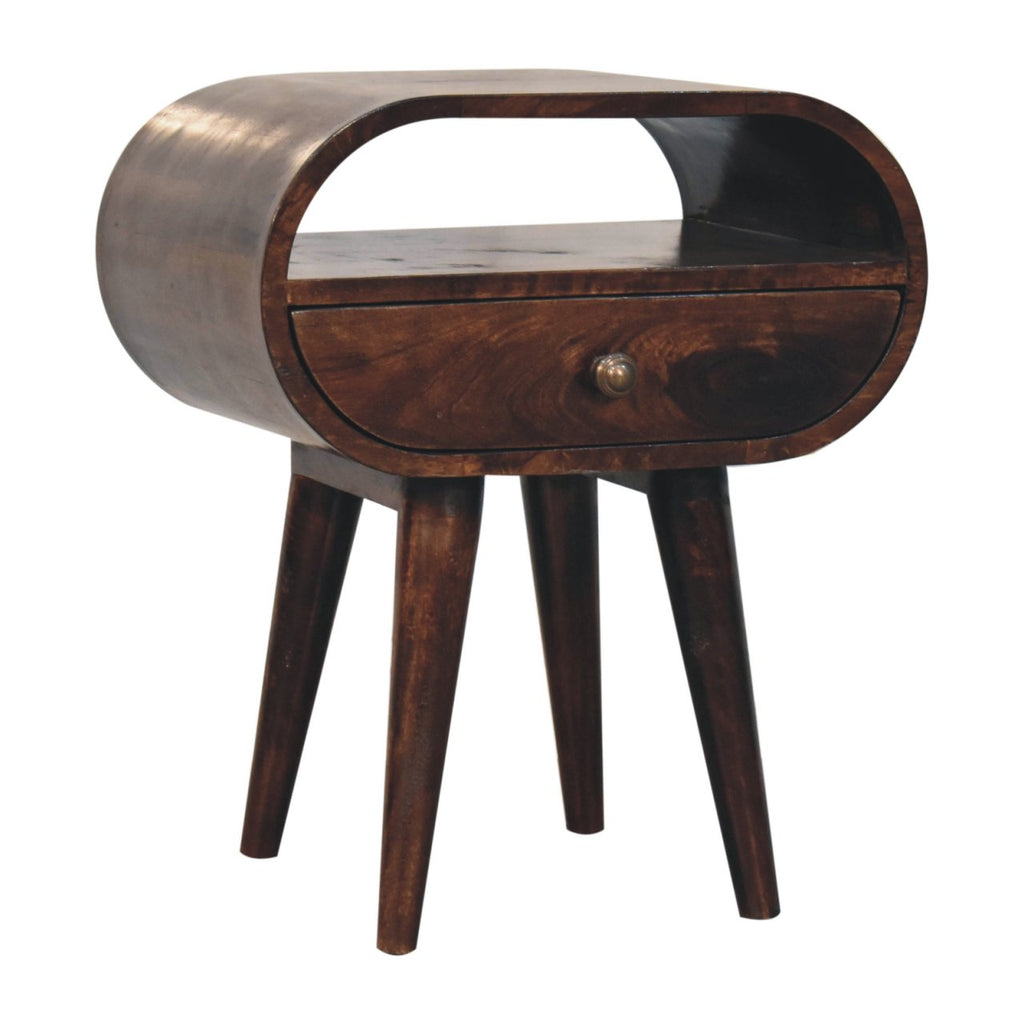 Table de chevet Noyer De Californie circulaire ouvert niche