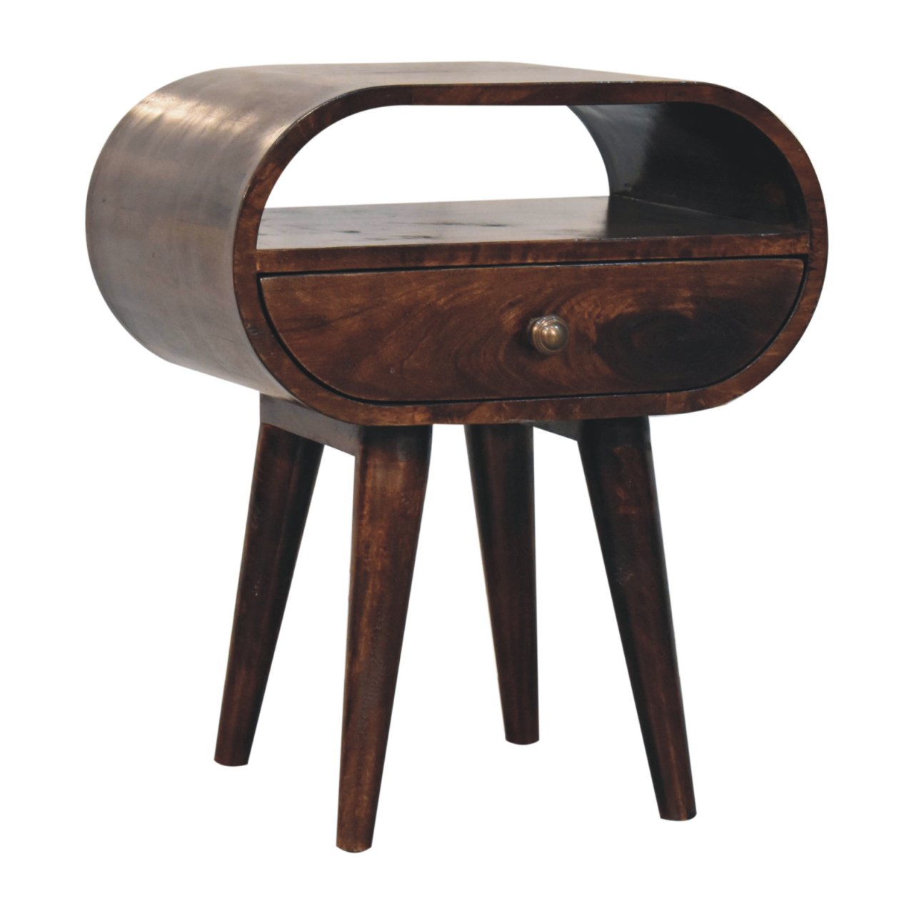 Table de chevet Noyer De Californie circulaire ouvert niche