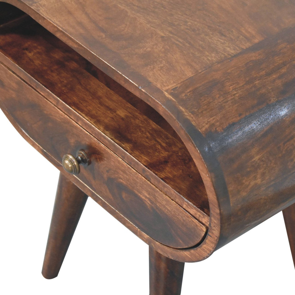 Table de chevet Noyer De Californie circulaire ouvert niche