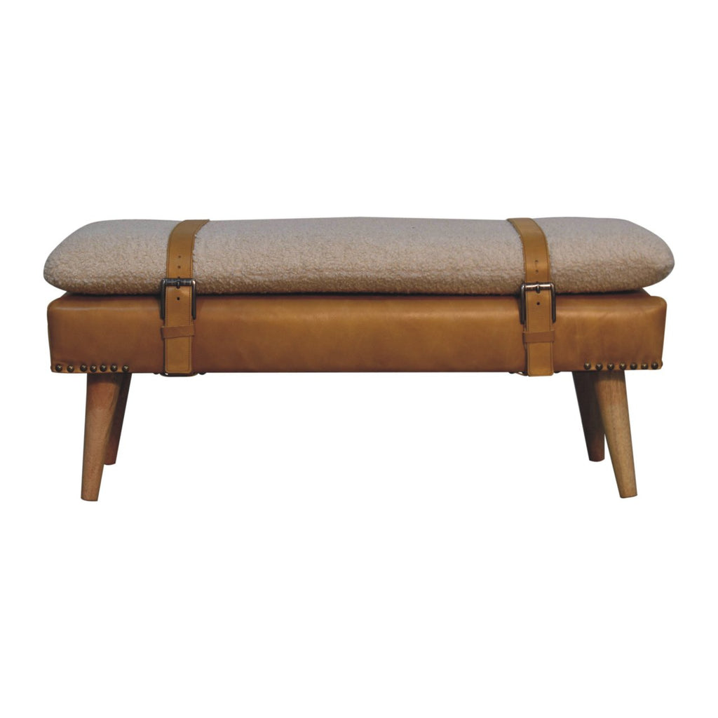 Banc bouclé buffle fauve cuir