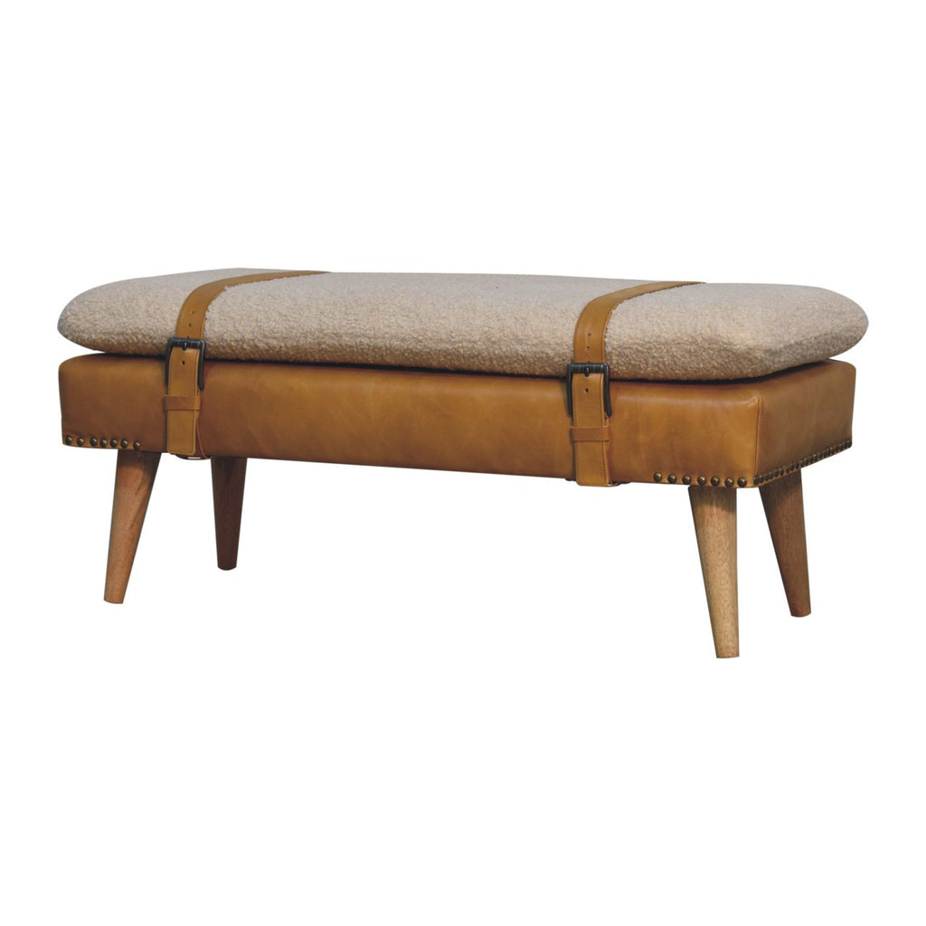 Banc bouclé buffle fauve cuir