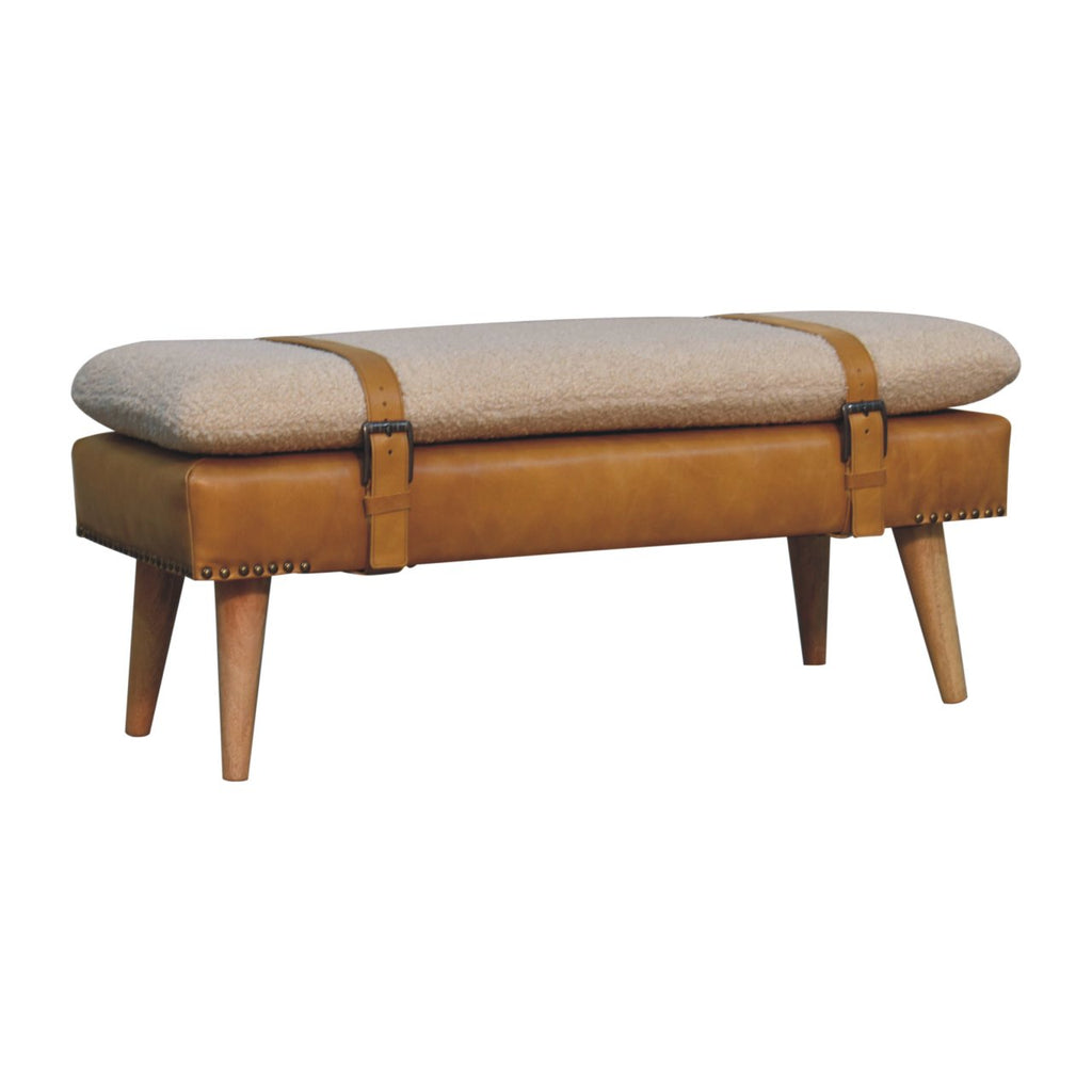 Banc bouclé buffle fauve cuir