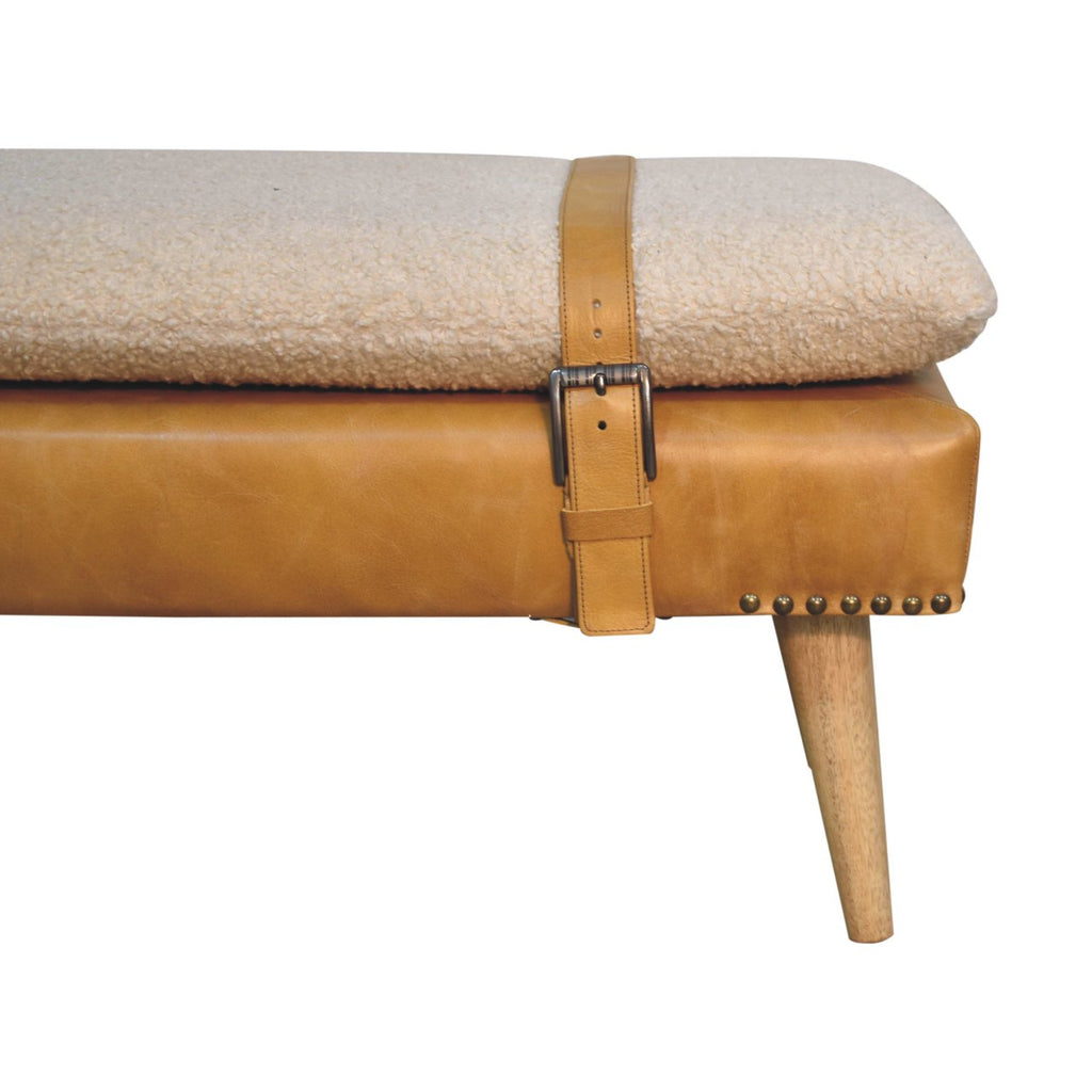 Banc bouclé buffle fauve cuir