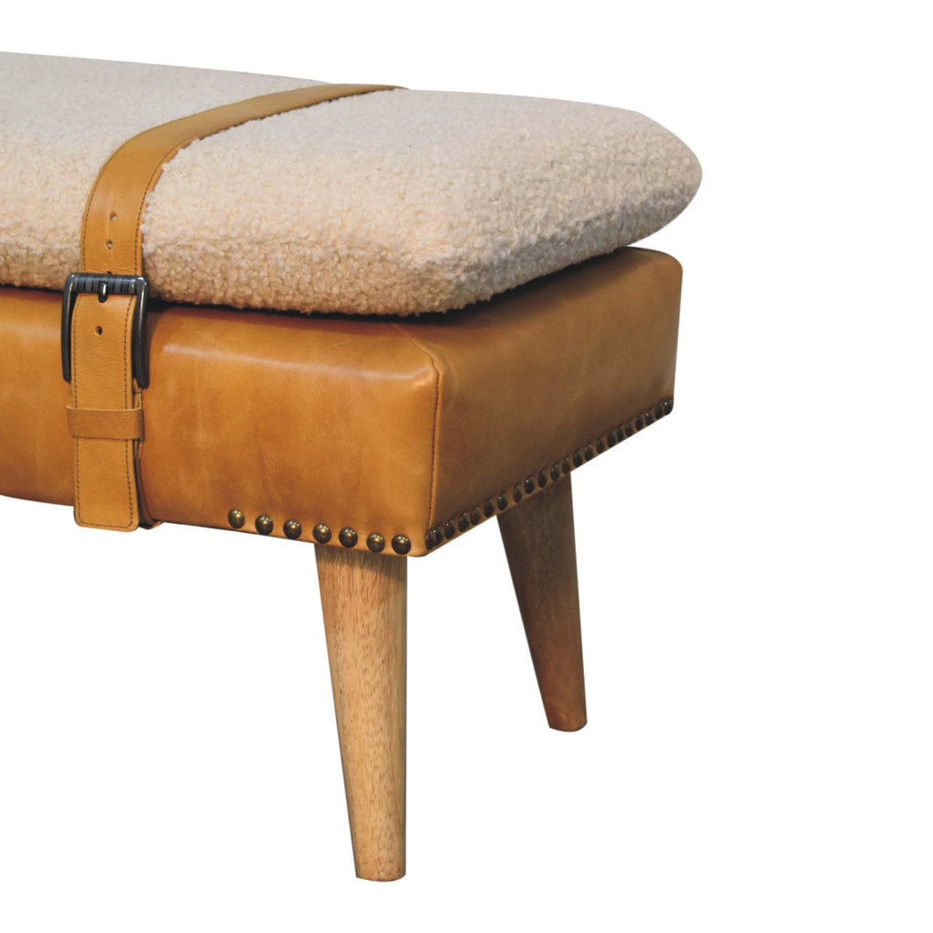 Banc bouclé buffle fauve cuir