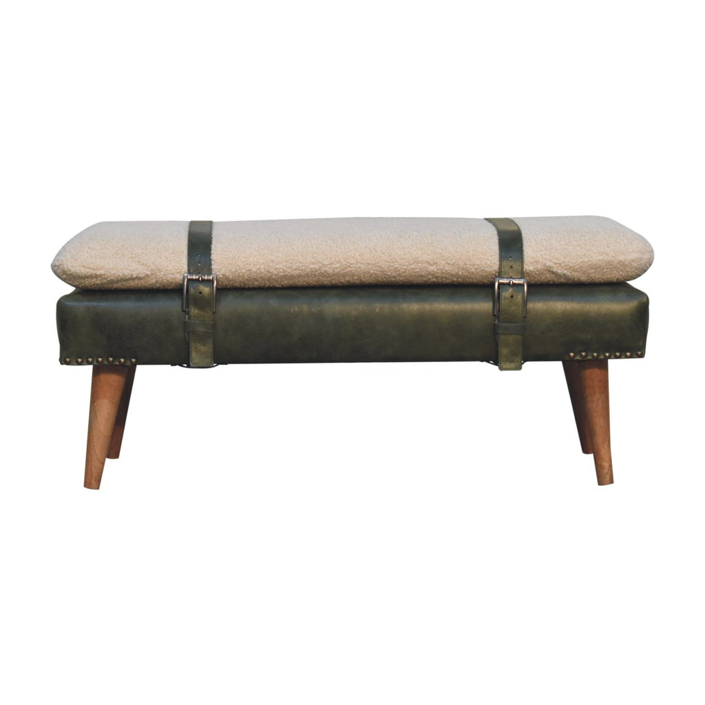 Banc bouclé buffle Vert Olive cuir