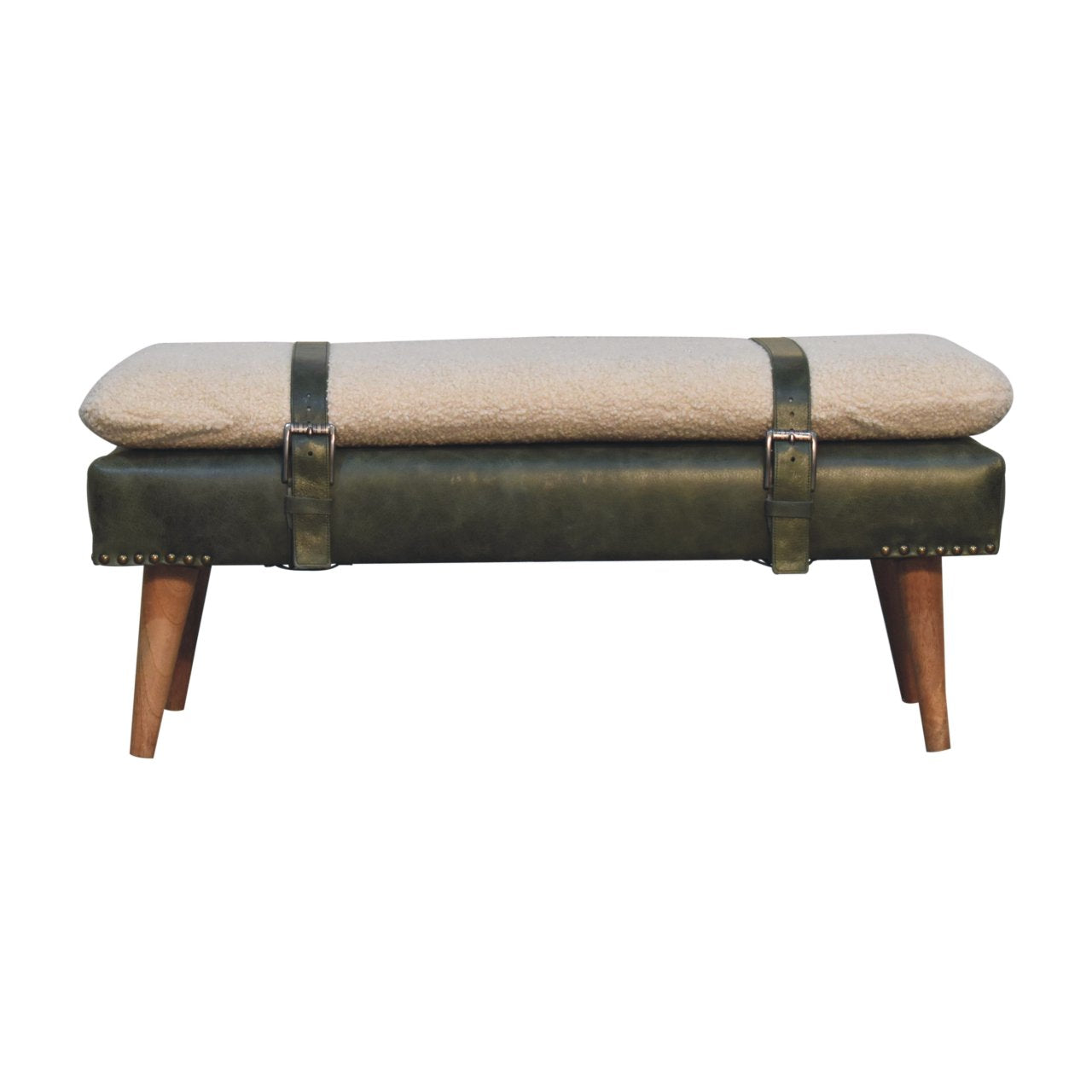 Banc bouclé buffle Vert Olive cuir