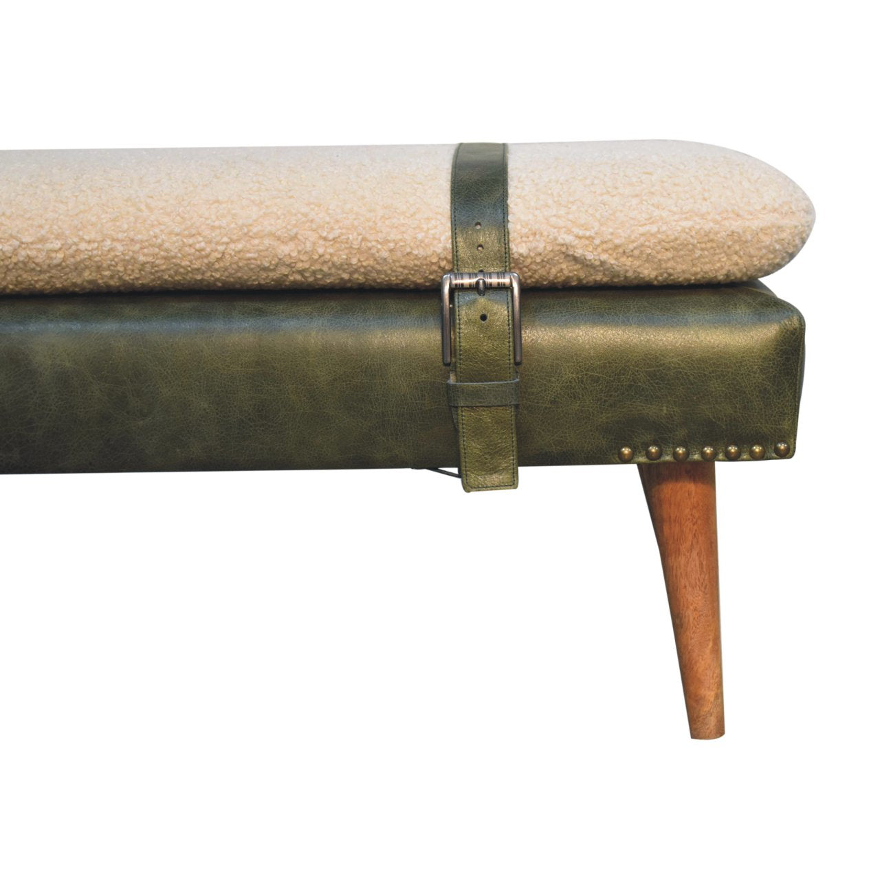 Banc bouclé buffle Vert Olive cuir