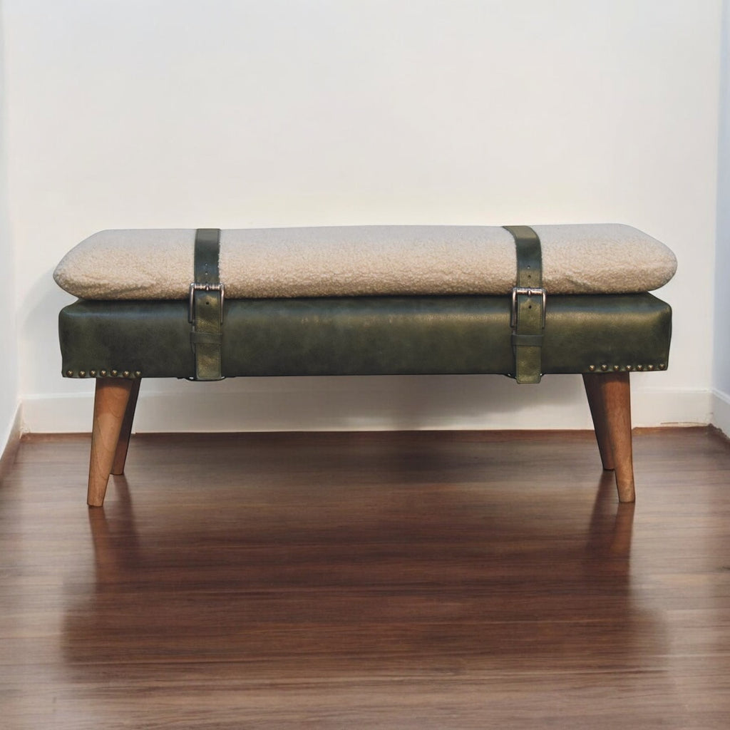 Banc bouclé buffle Vert Olive cuir