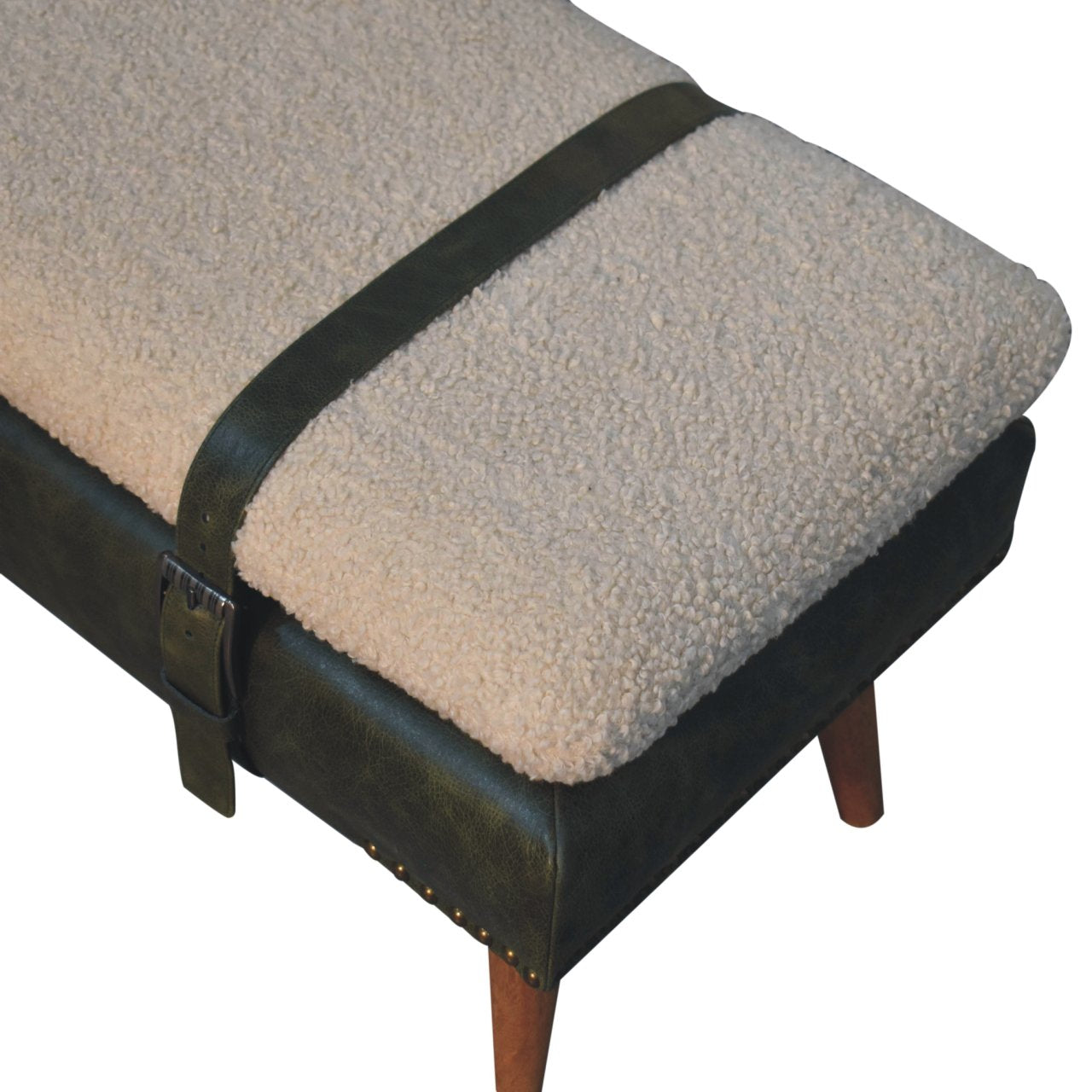 Banc bouclé buffle Vert Olive cuir