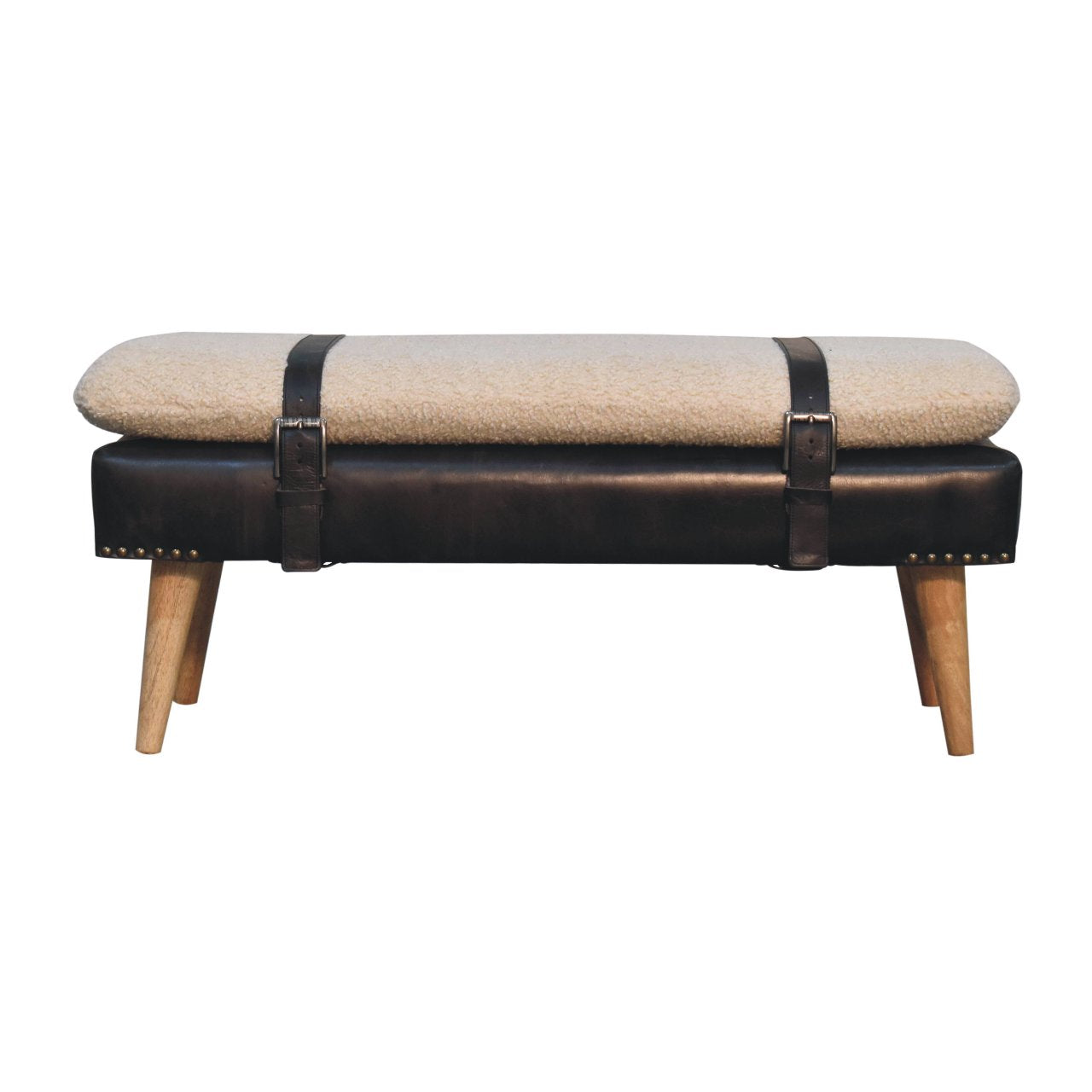 Banc bouclé buffle noir cuir