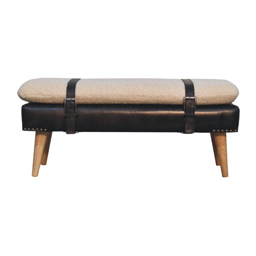 Banc bouclé buffle noir cuir