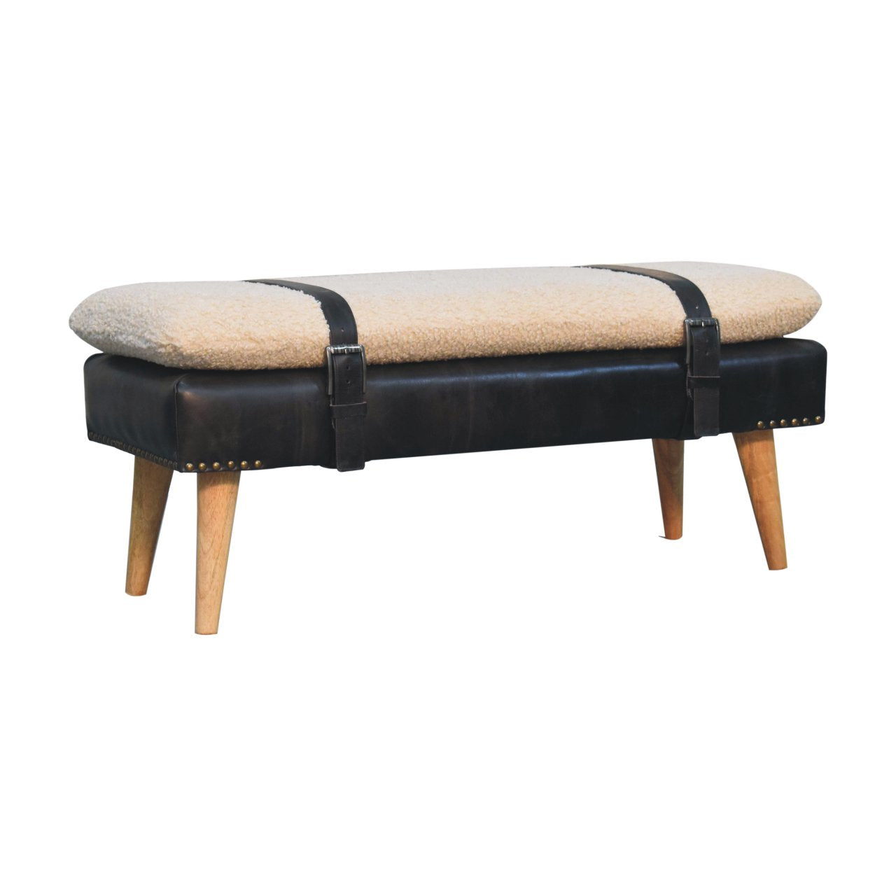 Banc bouclé buffle noir cuir