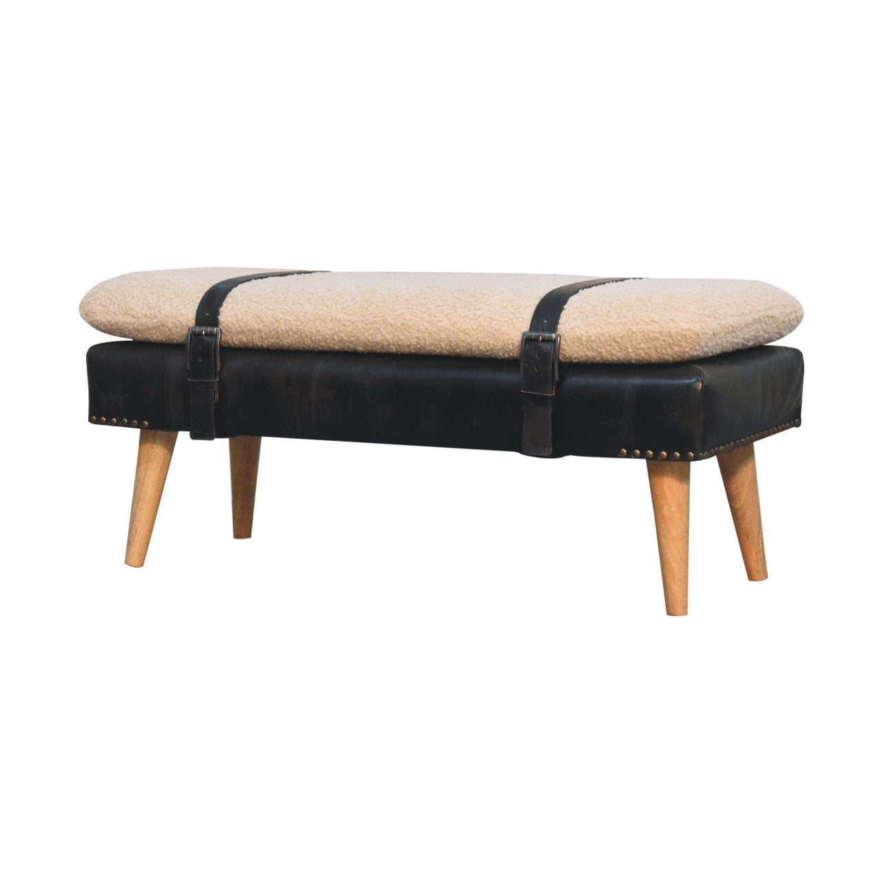 Banc bouclé buffle noir cuir