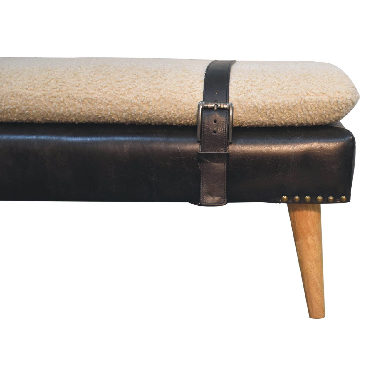 Banc bouclé buffle noir cuir