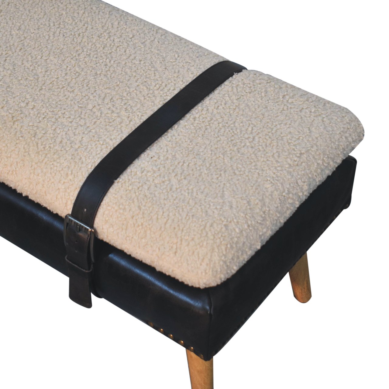 Banc bouclé buffle noir cuir