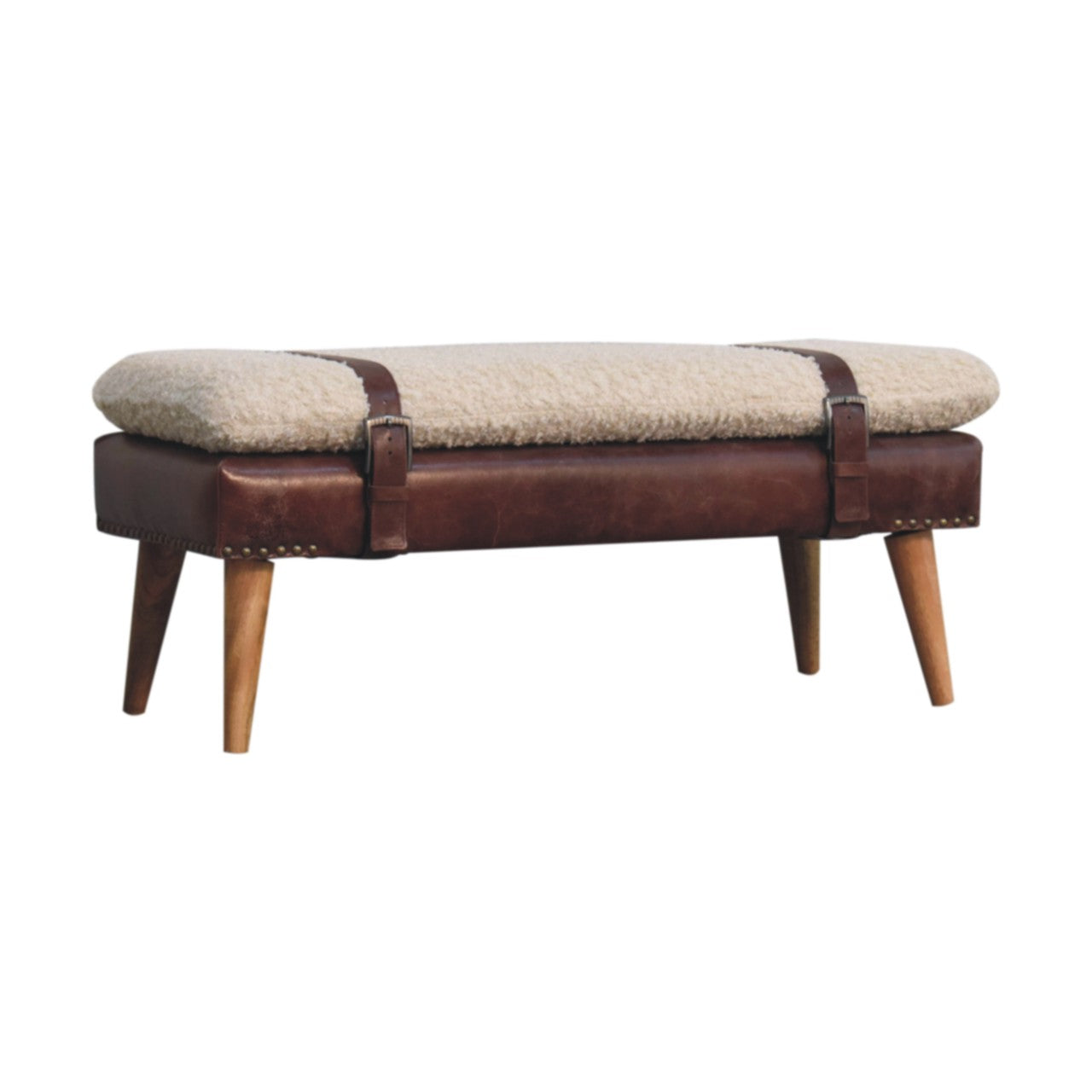 Banc bouclé croisé Mahogany cuir