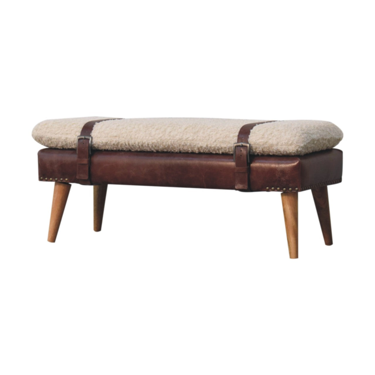 Banc bouclé croisé Mahogany cuir