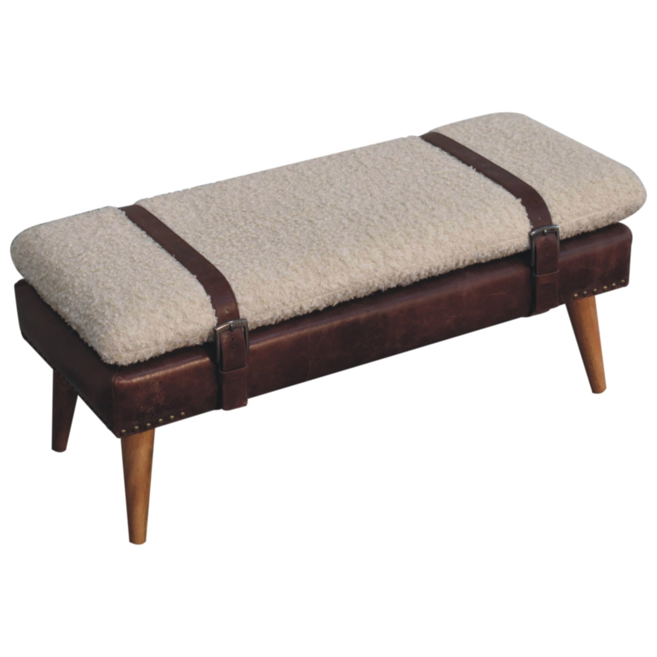Banc bouclé croisé Mahogany cuir