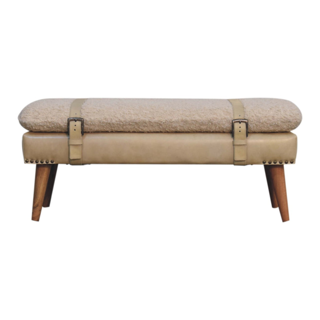 Banc bouclé croisé Beige cuir