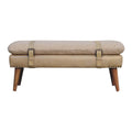Banc bouclé croisé Beige cuir