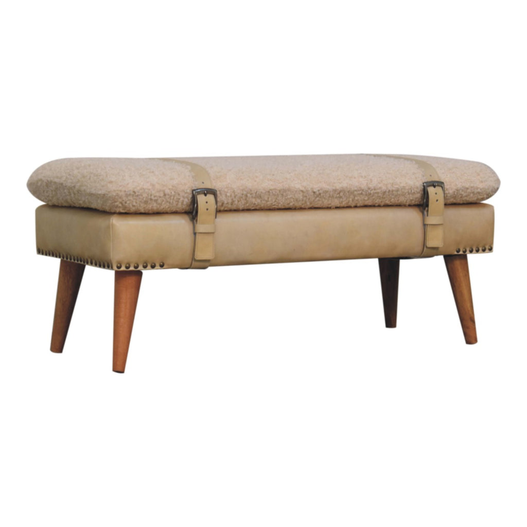 Banc bouclé croisé Beige cuir