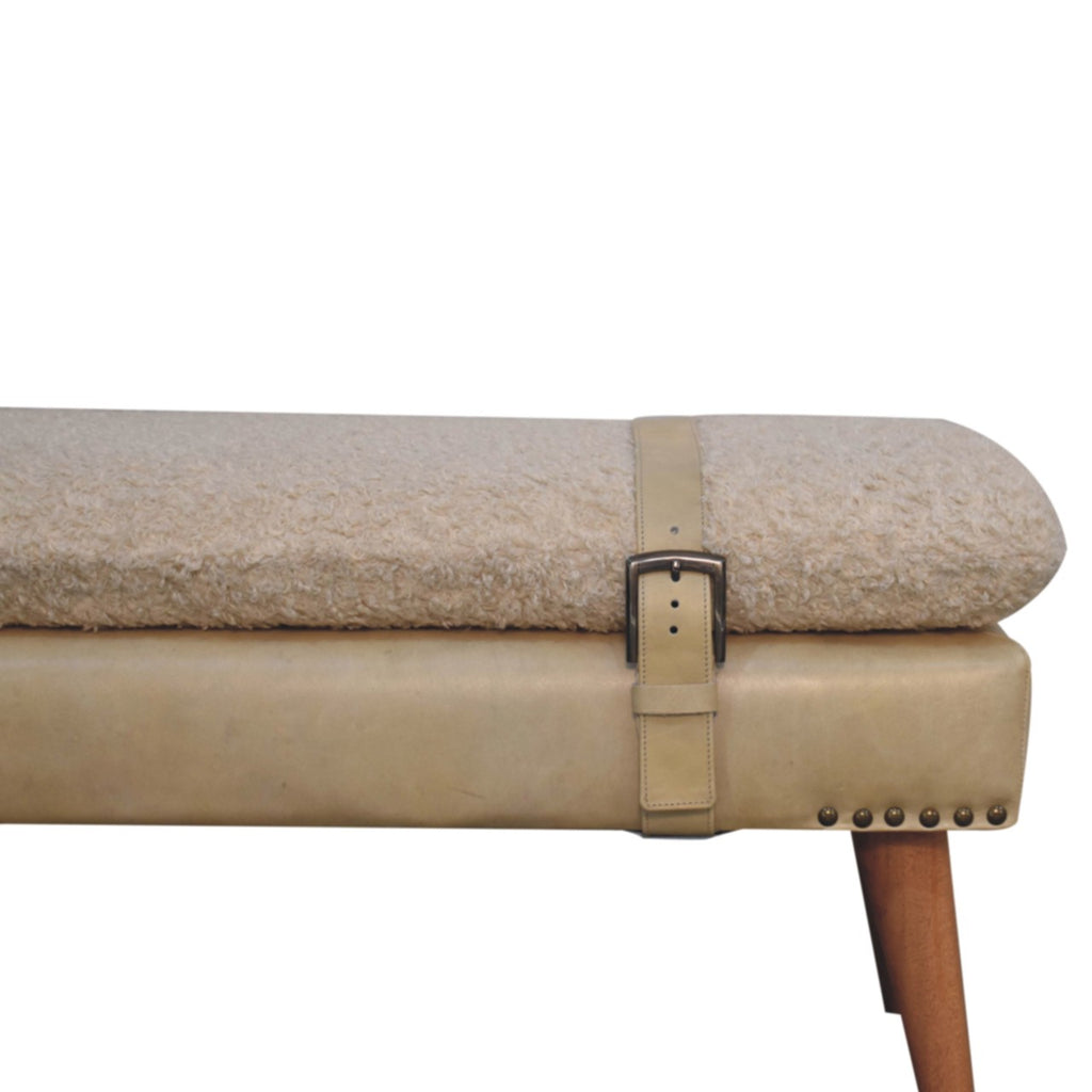Banc bouclé croisé Beige cuir