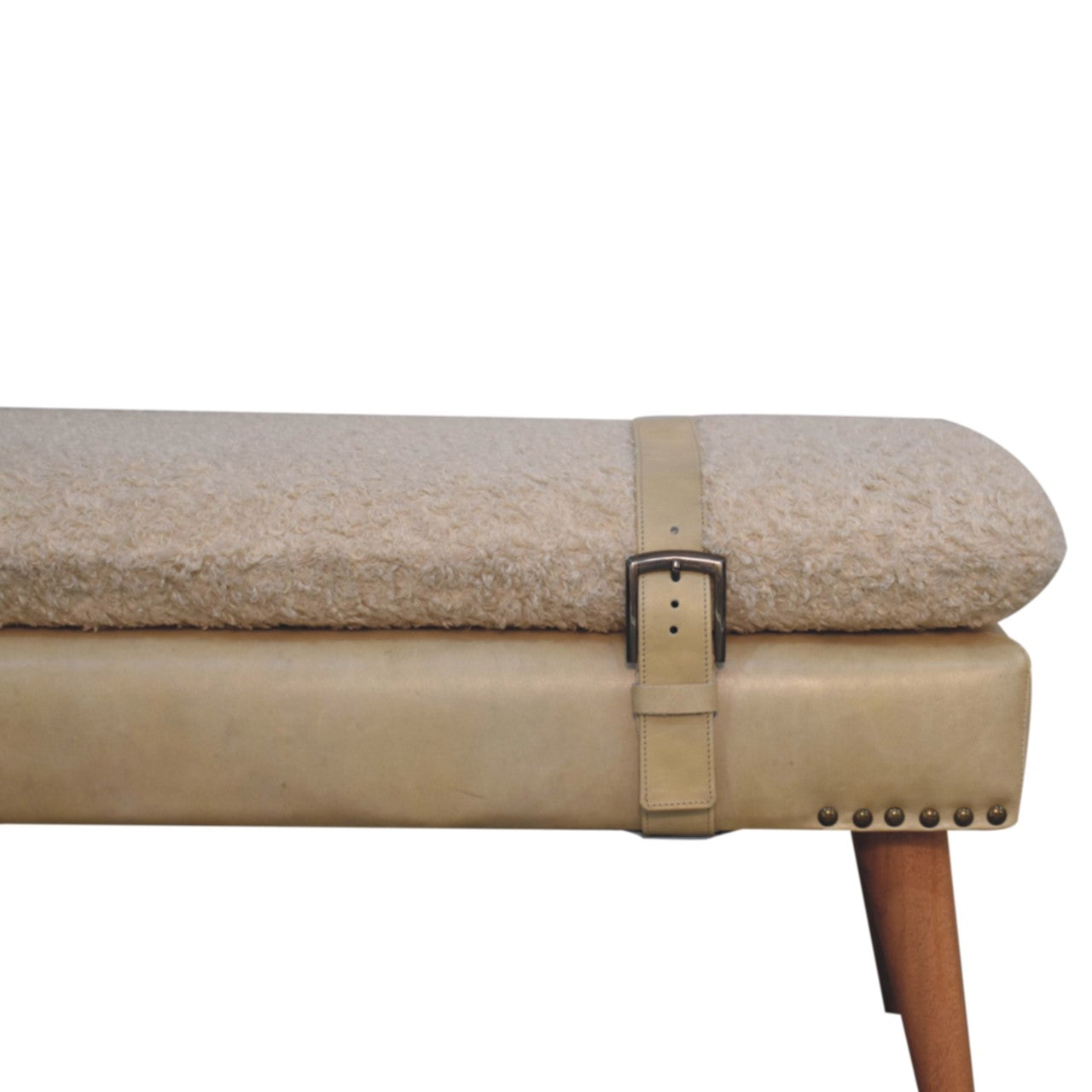 Banc bouclé croisé Beige cuir