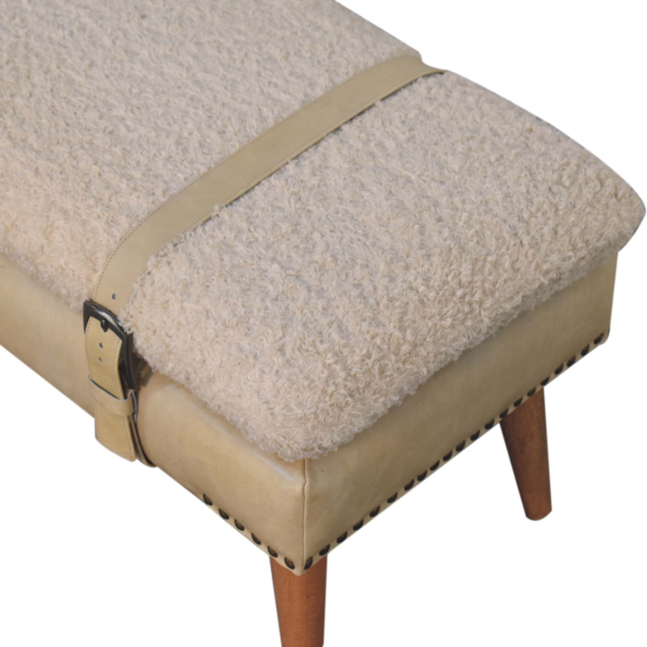 Banc bouclé croisé Beige cuir