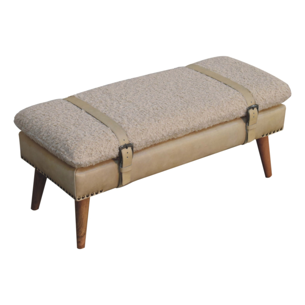 Banc bouclé croisé Beige cuir
