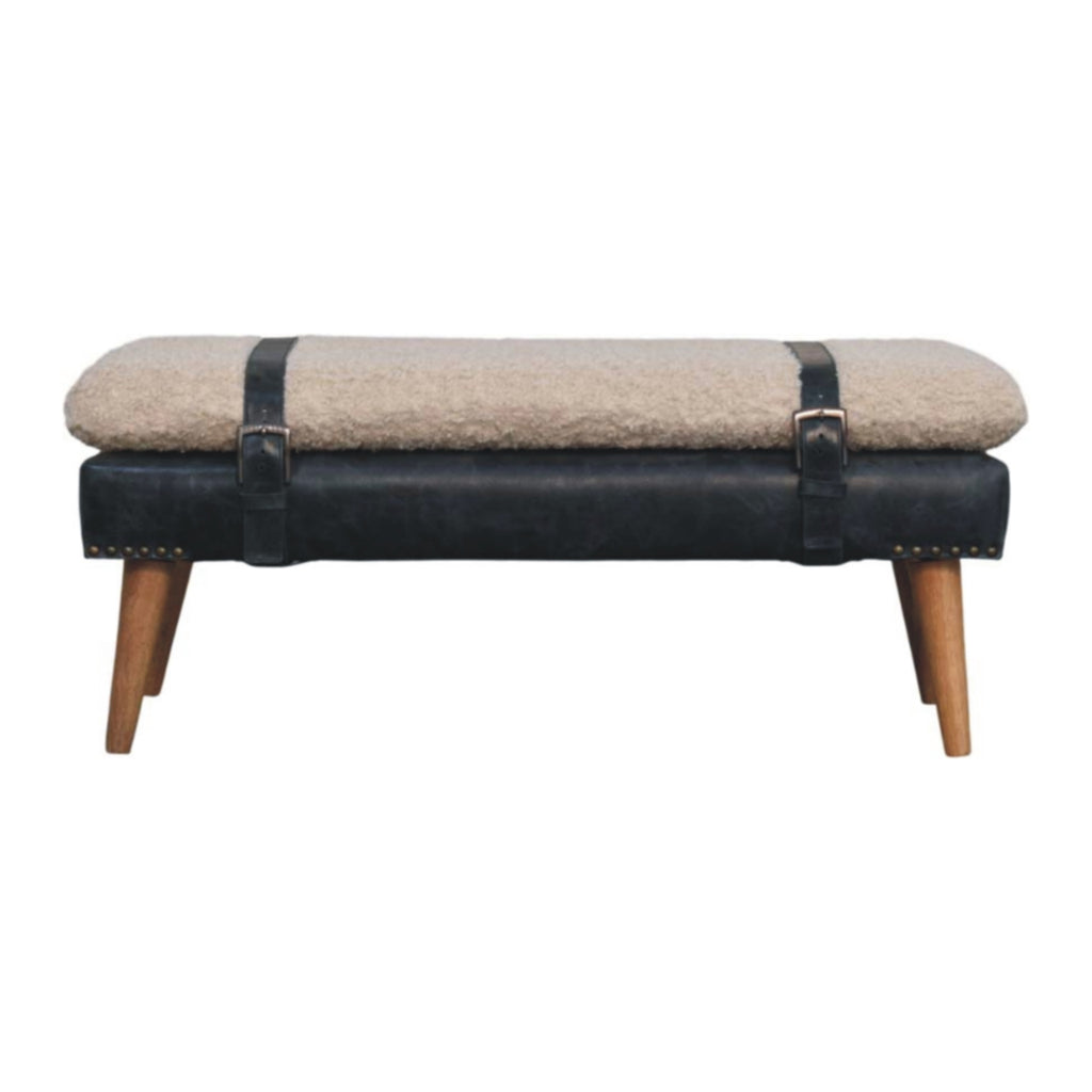Banc bouclé croisé Vert Olive cuir