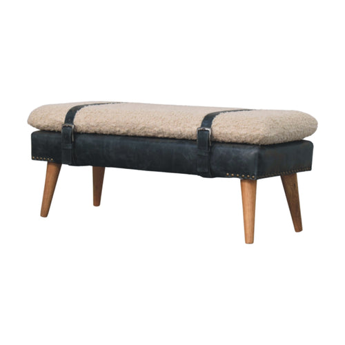 Banc bouclé croisé Vert Olive cuir