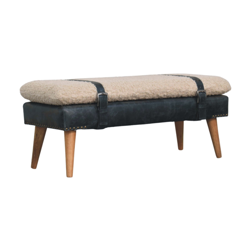 Banc bouclé croisé Vert Olive cuir