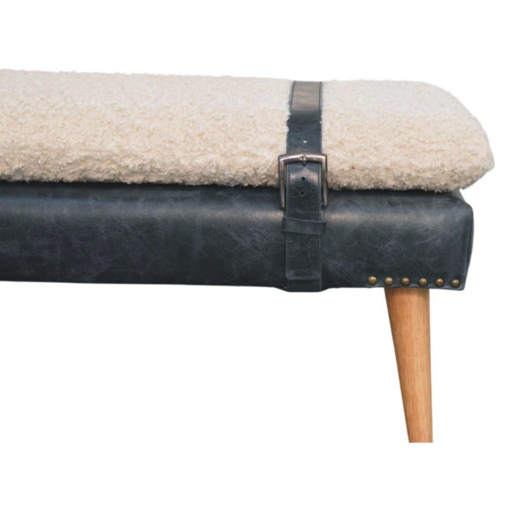 Banc bouclé croisé Vert Olive cuir