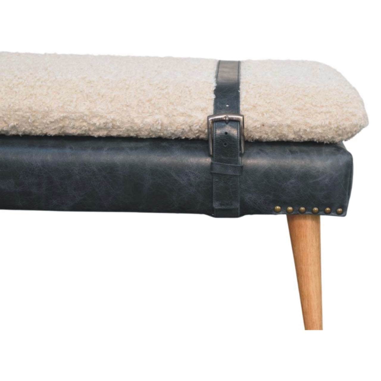 Banc bouclé croisé Vert Olive cuir