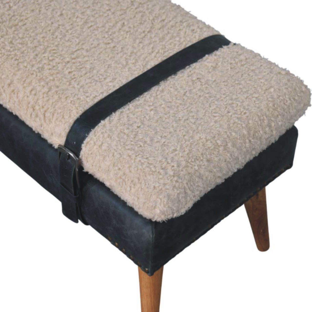 Banc bouclé croisé Vert Olive cuir